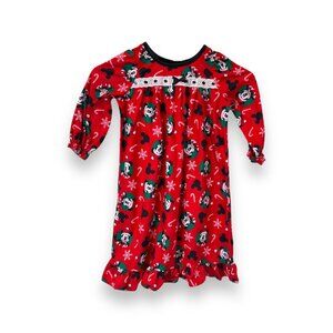 Disney Girls Mickey Mouse Christmas Fleece Pajama Dress Gown 2T Fire Resistant